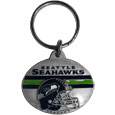 Seattle Seahawks Oval Carved Metal Key Chain